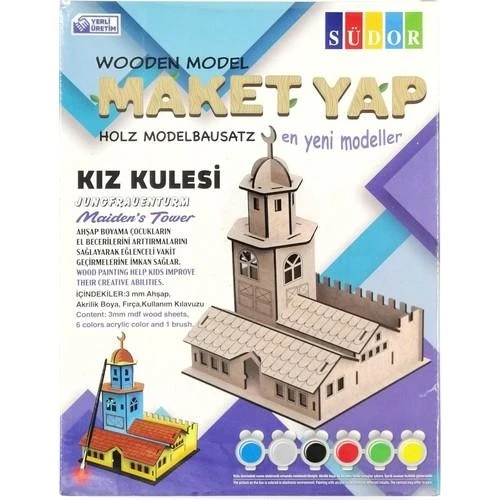 Südor Ahşap Maket Kız Kulesi Boyama Seti N:MD205 - 1