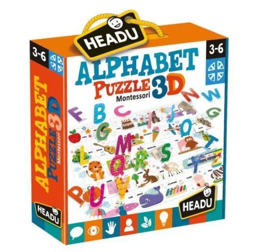 HEADU MONTESSORI ALPHABET PUZZLE 3D (3-6 YAŞ) ürün görseli