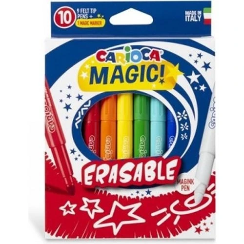 CARİOCA SİLİNEBİLEN SİHİRLİ KEÇELİ BOYA KALEMİ (9 RENK+1 DÜZELTİCİ BEYAZ KALEM) ürün görseli