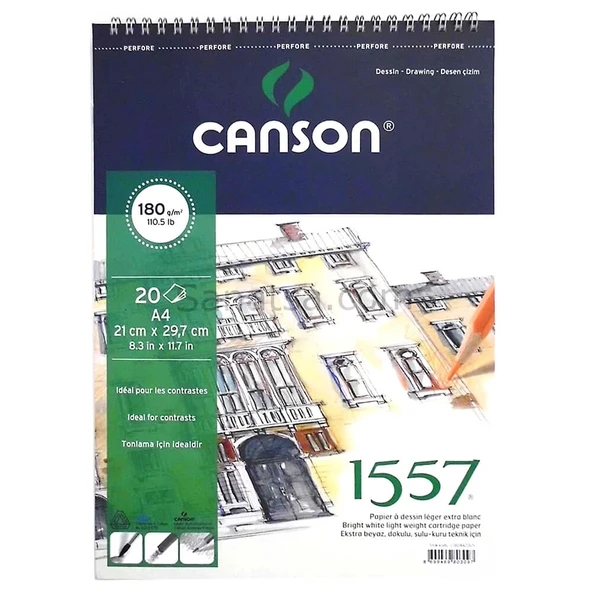 Canson 1557 Desen Çizim Defteri 180Gr. 20 Yaprak, A4 ürün görseli