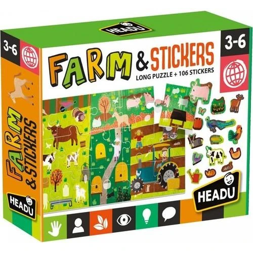 HEADU PUZZLE + STICKERS THE FARM (3-6 YAŞ) Bulmaca ve Çıkartmalı Çiftlik ürün görseli