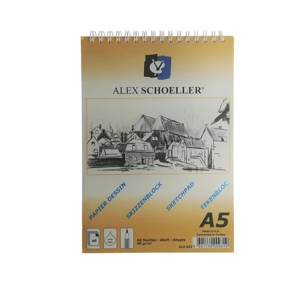 Alex Schoeller Sketch Pad Eskiz Defteri 90gr A5 60 Yaprak ALX-821 ürün görseli
