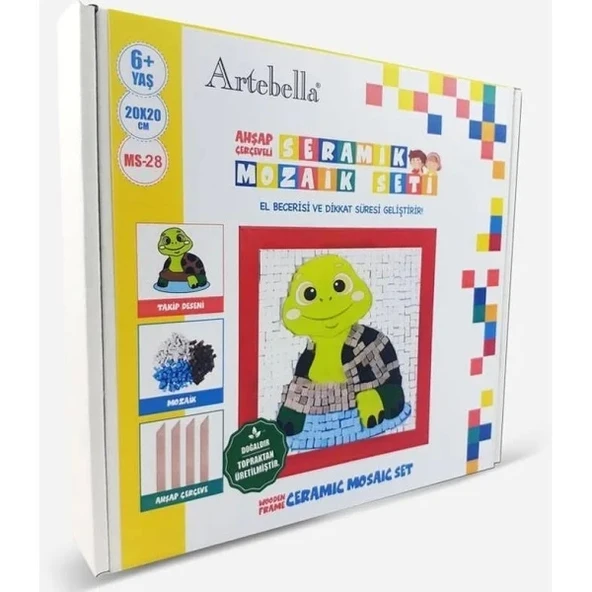 28 Çocuk Ahşap Çerçeveli Seramik Mozaik Set 20x20 cm ürün görseli
