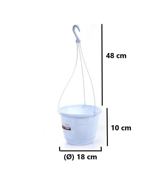 Omnipazar SO-SM01 Safir Makrome Askılı Balkon Saksı 1,7 lt Beyaz 6 Adet - Resim 2