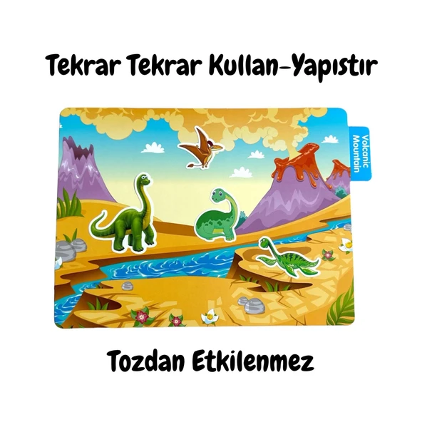 LİNO TEKRAR TEKRAR KULLANILABİLEN STICKER DINOSAUR WORLD - Resim 2