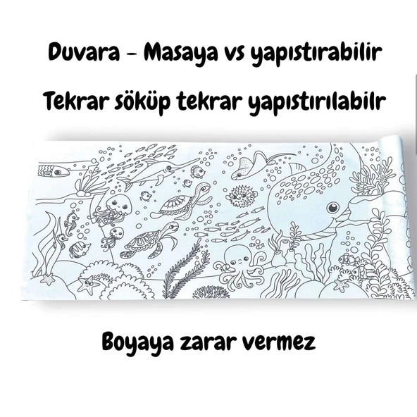 LİNO YAPIŞKANLI BOYAMA RULOSU SEA WORLD 200X30 CM LS-200 - Resim 2