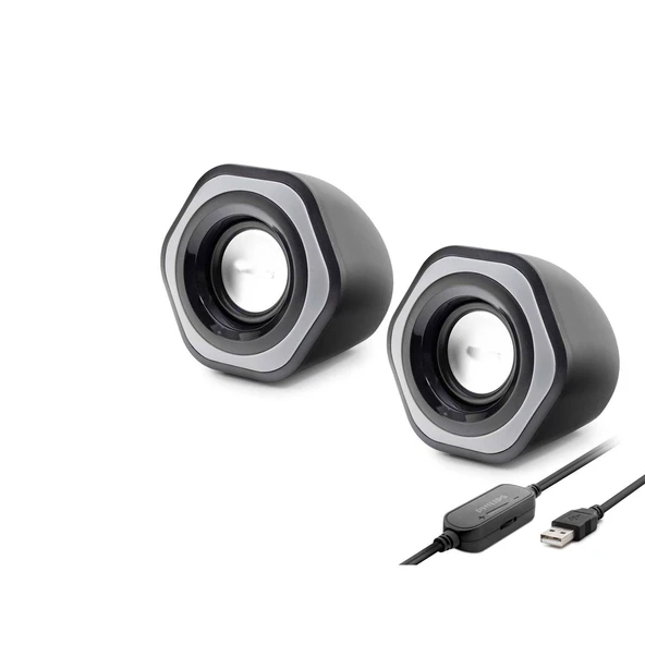 Bilgisayar Hoparlörü 1+1 Usb + 3.5 Mm + Ses Kontrol Siyah SPA2209