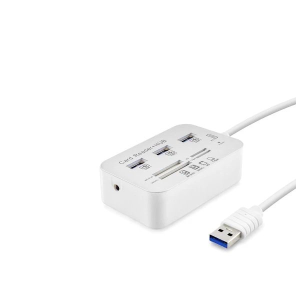 Usb3.0 Hub Combo 3*Usb3.0 + Ms + Sd + M2 + Tf 20Cm Beyaz HDX7028 - 1