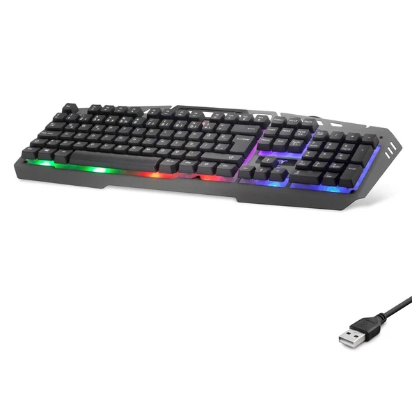 Kablolu Klavye Q Rgb Raınbow Gri OKW213G