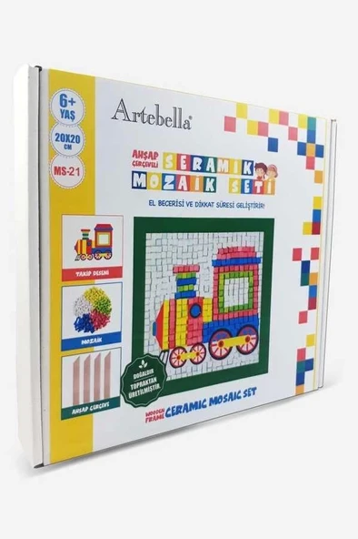 21 Çocuk Ahşap Çerçeveli Seramik Mozaik Set 20x20 cm ürün görseli