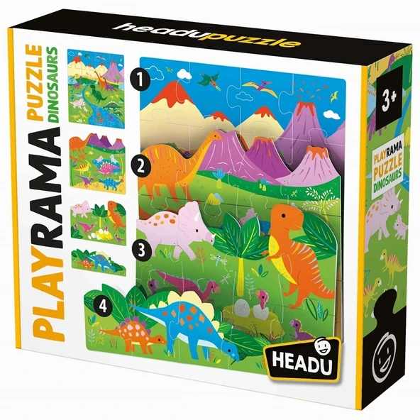HEADU PLAYRAMA PUZZLE DINOSAURS (3-6 YAŞ) ürün görseli