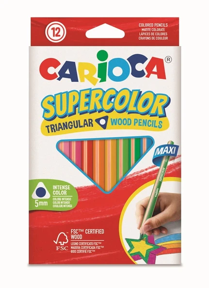 CARİOCA SUPERCOLOR MAXI ÜÇGEN KURU BOYA KALEMİ 12'Lİ ürün görseli