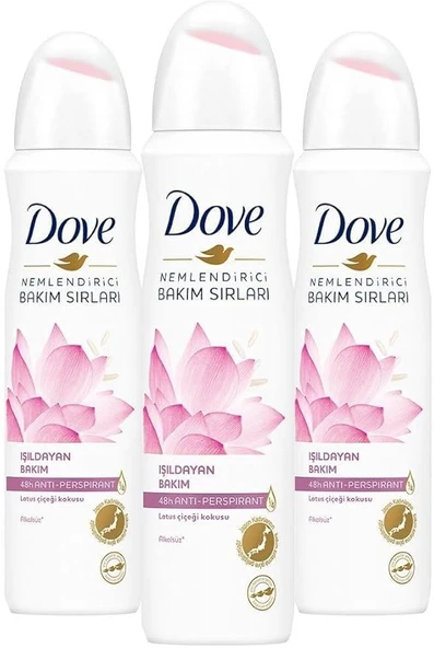 Dove Kadın Sprey Deodorant Işıldayan Bakım Lotus Çiçeği Kokusu 150 Ml X3 Adet ürün görseli