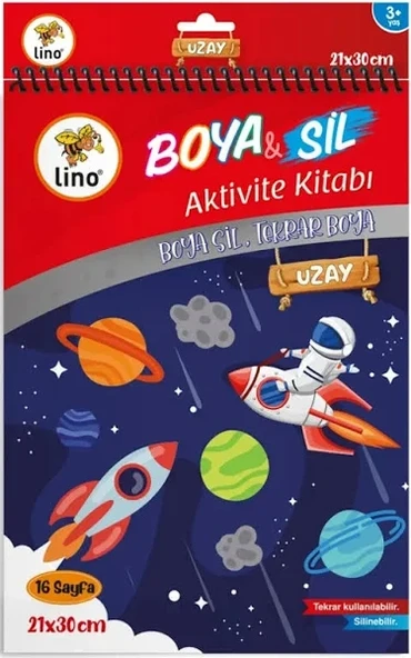 LİNO BOYA SİL AKTİVİTE BOYAMA KİTABI UZAY A4 EBAT (SİLİNEBİLİR) ürün görseli