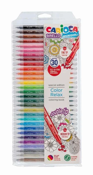 CARİOCA BIRELLO SÜPER YIKANABİLİR ÇİFT TARAFLI KEÇELİ BOYA KALEMİ 30'LU ürün görseli 1