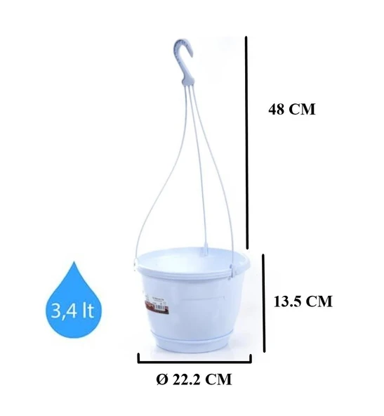 Omnipazar SO-SM02 Safir Makrome Askılı Balkon Saksı 3.4 lt Beyaz 6 Adet - 2