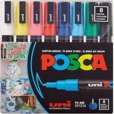 Uni Posca 0.9-1.3 Su Bazlı Poster Markörü Soft Renk 8'Li Pc-3M/8C SC Set ürün görseli