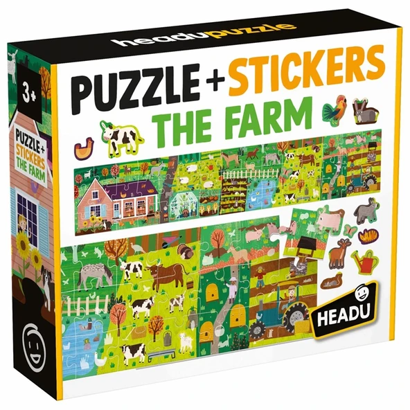 HEADU PUZZLE + STICKERS THE FARM (+3 YAŞ) ürün görseli