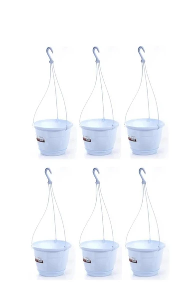 Omnipazar SO-SM02 Safir Makrome Askılı Balkon Saksı 3.4 lt Beyaz 6 Adet - 1
