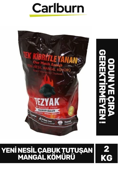 Yeni Nesil Çıra Odun Gerektirmez Çabuk Tutuşan Tek Kibritle Yüksek Isıyla Yanan Mangal Kömürü 2 KG