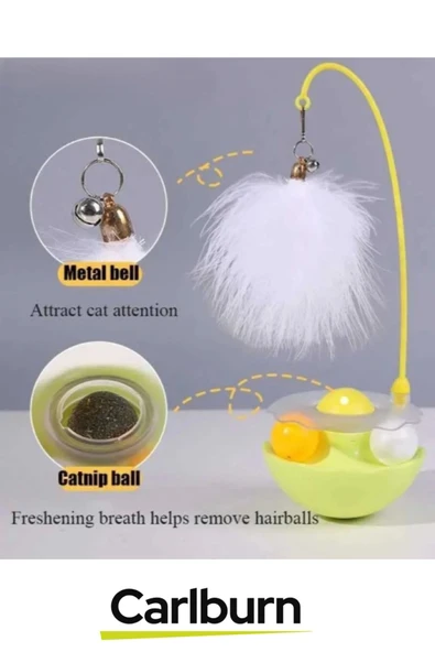 Özel Üretim Oyun Eğlence Vakit Geçirme Sağlayan Yumuşak Tüylü Zilli Kedi Otlu Hacıyatmaz Oyuncağı - 5