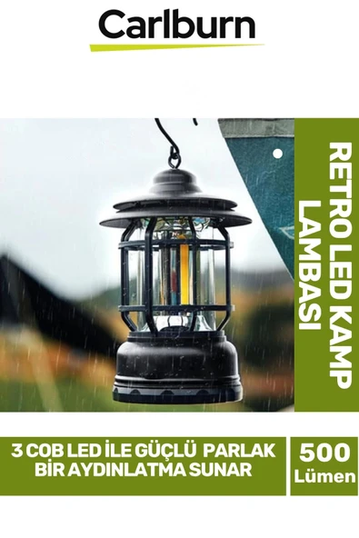 Özel Üretim 2 Kademeli 500 Lümen Enerji Tasarruflu Dekoratif 3 COB Retro LED Kamp Lambası