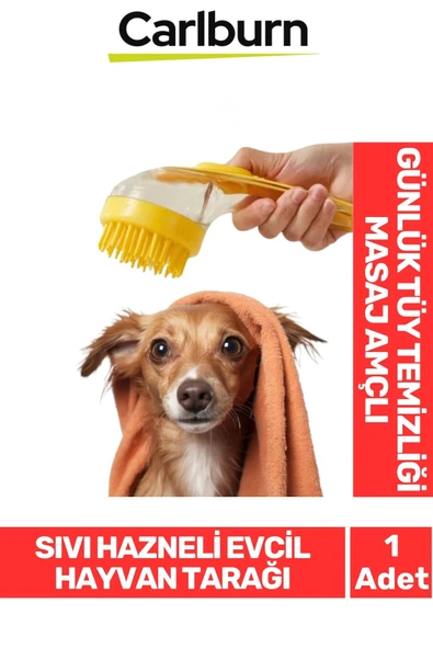 Sıvı Hazneli Şampuan Sabun Silikon Banyo Masaj Yapan Evcil Hayvan Kedi Köpek Tarağı - 1