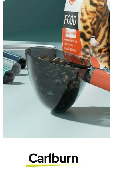 Özel Üretim Dayanıklı Şeffaf Başlıklı 180ml Kapasiteli Klipsli Ölçekli Kedi Köpek Mama Küreği - 5