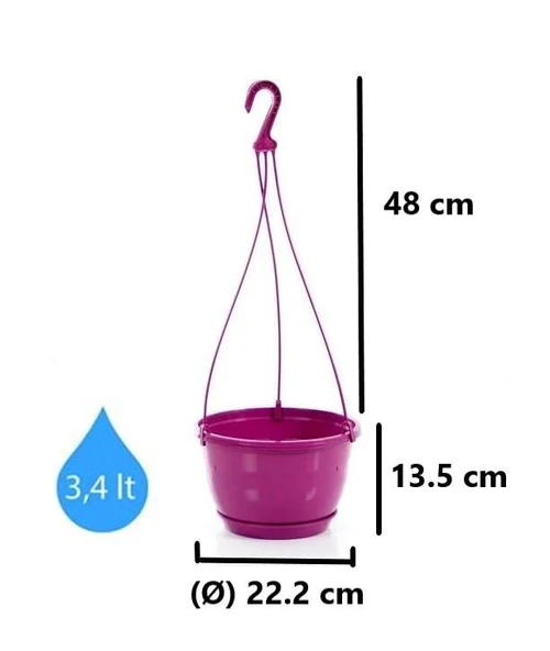 Omnipazar SO-SM02 Safir Makrome Askılı Balkon Saksı 3.4 lt Vişne 6 Adet - Resim 2