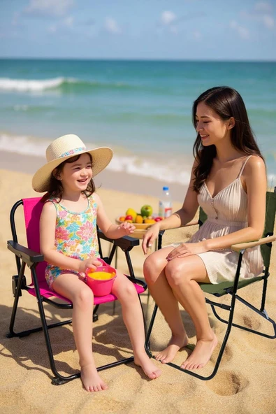 Exent 140 kg kapasiteli Katlanır Kamp Sandalyesi ve 2-6 yaş Lüx Çocuk Piknik Sandalyesi-PEMBE - Resim 2