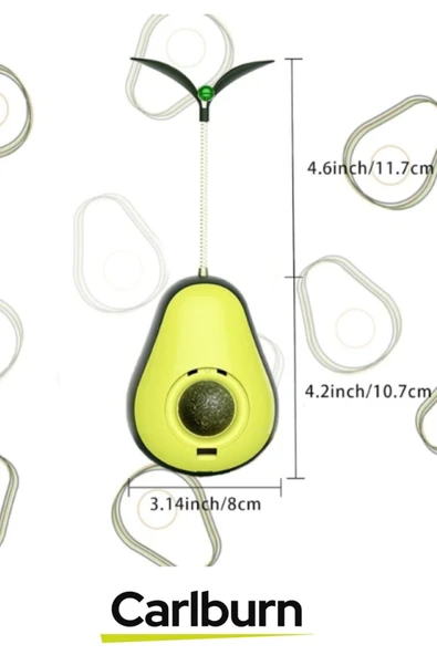 Özel Üretim Döner Mekanizmalı Avokado Şeklinde Kedi Naneli Mama Hazneli Kedi Oyuncağı - 3