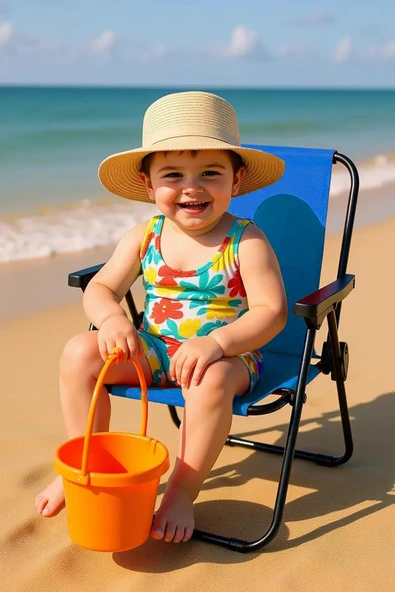 Exent 140 kg kapasiteli Katlanır Kamp Sandalyesi ve 2-6 yaş Lüx Çocuk Piknik Sandalyesi-MAVİ - 3