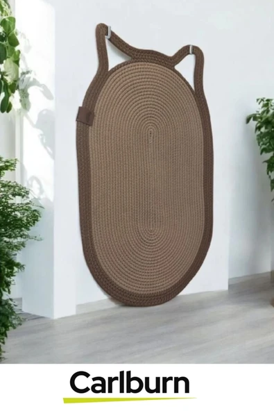 Özel Üretim Zemin Dostu Kaymaz %100 Doğal Jüt İp Dekoratif Kedi Kulaklı Tırmalama Paspası 40x70cm - 3