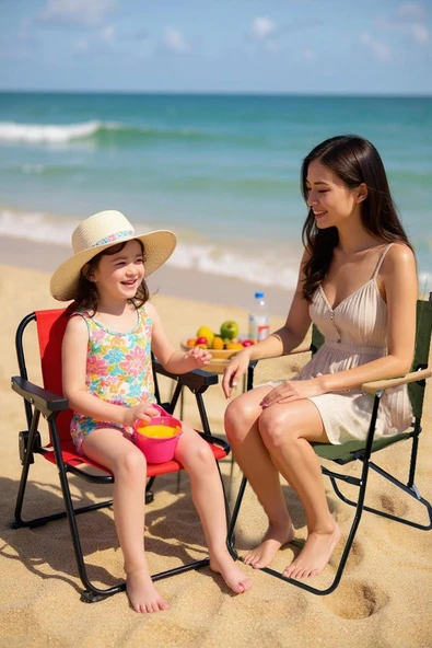 Exent 140 kg kapasiteli Katlanır Kamp Sandalyesi ve 2-6 yaş Lüx Çocuk Piknik Sandalyesi-KIRMIZI - Resim 2