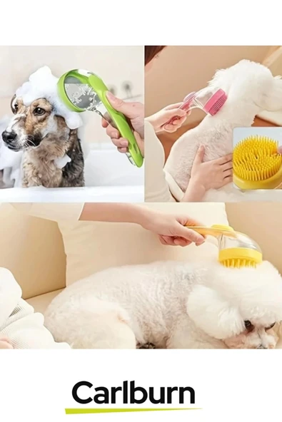 Sıvı Hazneli Şampuan Sabun Silikon Banyo Masaj Yapan Evcil Hayvan Kedi Köpek Tarağı - 6