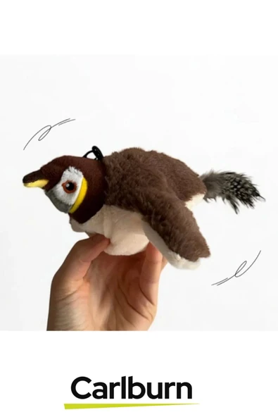 Premium Avcılık İçgüdüsünü Ortaya Çıkaran Kanat Çırpan Sesli Usb Şarjlı Peluş Uçan Kuş Oyuncak - 7