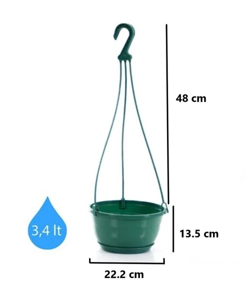 Omnipazar SO-SM02 Safir Makrome Askılı Balkon Saksı 3.4 lt Yeşil 6 Adet - Resim 2