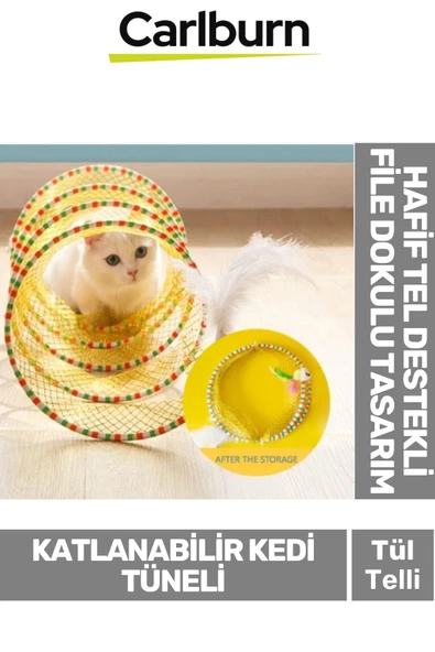 Özel Üretim Tel Destekli Yer Kaplamaz Taşınabilir Kolay Katlanabilir Oyun Kedi File Tüneli