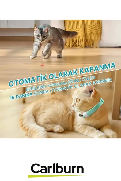 Premium Usb Şarjlı Ayarlanabilir Silikon Kayış 2 Modlu Otomatik Kapanma Kedi Lazer Oyun Tasması - 3