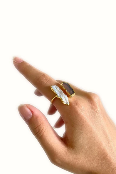 Sova Altın Pirinç Kaplama Özel Tasarım Hafif Doğal Taş Ayarlanabilir Şık Kararmaz Kadın Yüzük