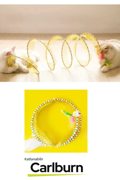 Özel Üretim Tel Destekli Yer Kaplamaz Taşınabilir Kolay Katlanabilir Oyun Kedi File Tüneli - 2