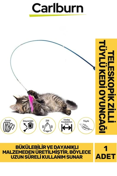 Özel Üretim Dayanıklı Bükülebilir Avcılık İçgüdüsü Teleskopik Zilli Tüylü Kedi Oyuncağı