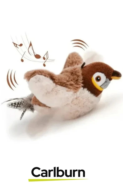 Premium Avcılık İçgüdüsünü Ortaya Çıkaran Kanat Çırpan Sesli Usb Şarjlı Peluş Uçan Kuş Oyuncak - 2