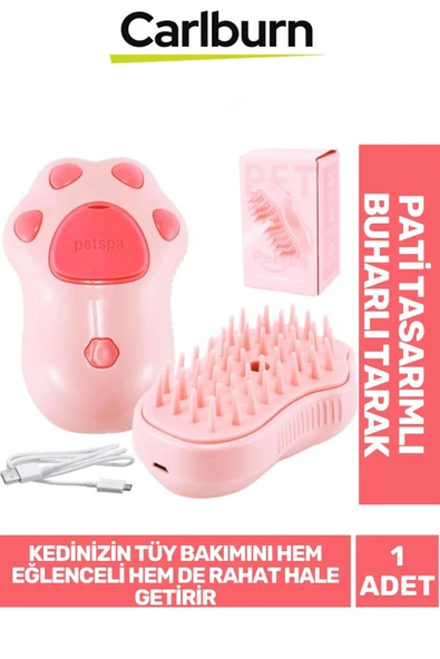 Özel Üretim Tüy Bakımı Kolaylaştıran Silikon Su Hazneli Doldurulabilen Pati Tasarımlı Buharlı Tarak