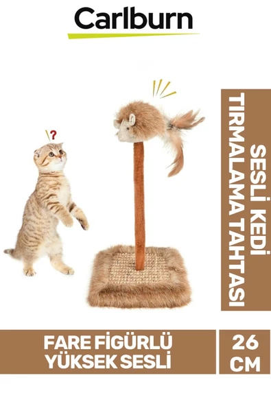 Premium Tırnak Törpüleme 14x14cm En 26cm Yükseklik Dayanıklı Sesli Oyuncaklı Kedi Tırmalama Tahtası