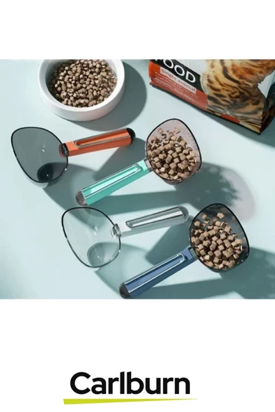 Özel Üretim Dayanıklı Şeffaf Başlıklı 180ml Kapasiteli Klipsli Ölçekli Kedi Köpek Mama Küreği - 7