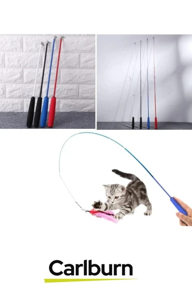 Özel Üretim Dayanıklı Bükülebilir Avcılık İçgüdüsü Teleskopik Zilli Tüylü Kedi Oyuncağı - 3