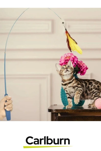 Özel Üretim Dayanıklı Bükülebilir Avcılık İçgüdüsü Teleskopik Zilli Tüylü Kedi Oyuncağı - 2