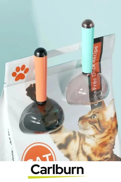 Özel Üretim Dayanıklı Şeffaf Başlıklı 180ml Kapasiteli Klipsli Ölçekli Kedi Köpek Mama Küreği - 6