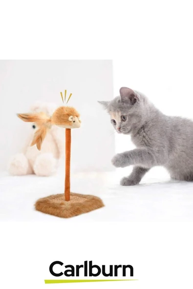 Premium Tırnak Törpüleme 14x14cm En 26cm Yükseklik Dayanıklı Sesli Oyuncaklı Kedi Tırmalama Tahtası - 6